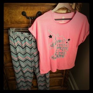 Girls Plus Size Unicorn Pajama Set